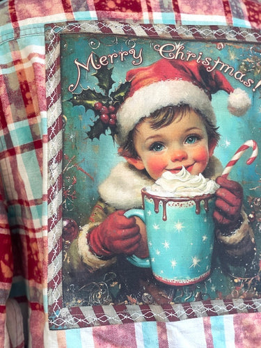 HOME FROM SLEDDING Art Flannel- Ribbon Candy Plaid